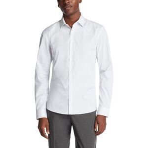Calvin Klein Mens Extra Slim Fit Button Down Dress Shirt, Multicoloured, NWT